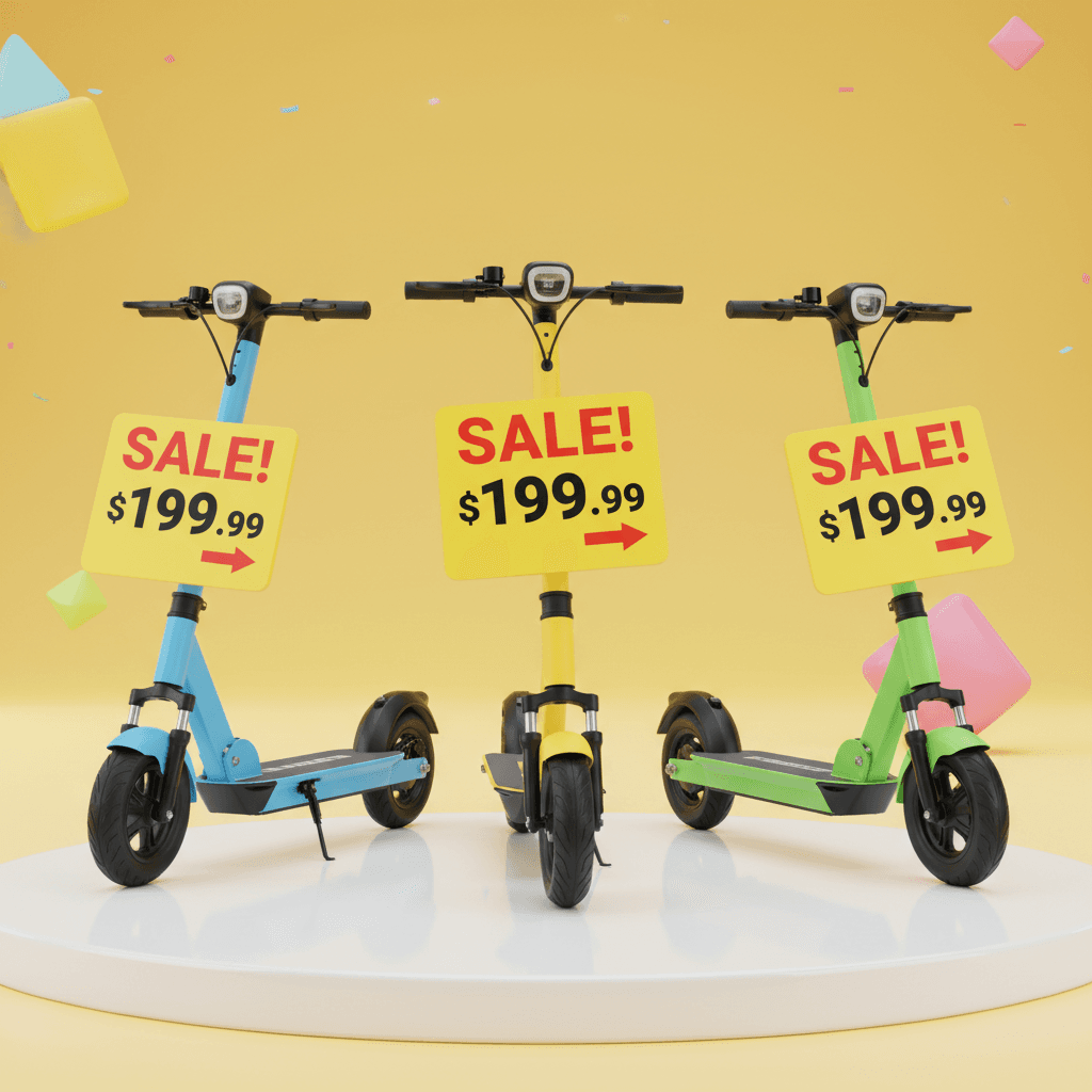 Бюджетні електросамокати в ряд