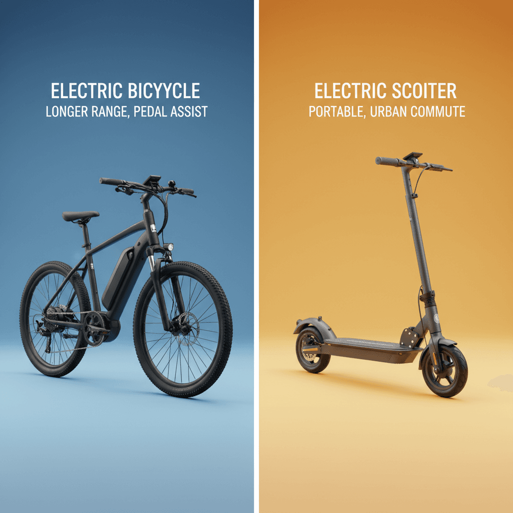 Електровелосипед і електросамокат поряд